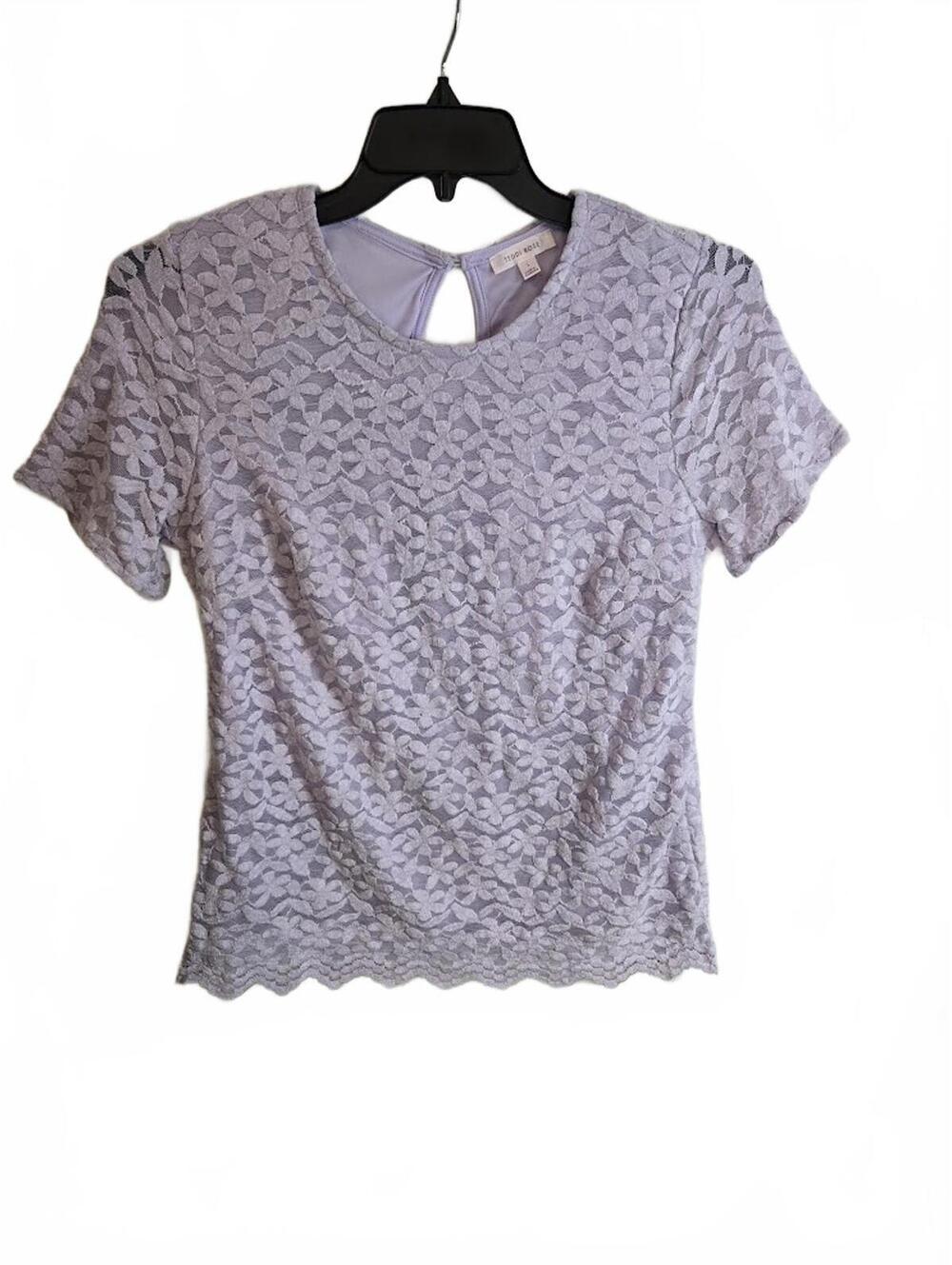 Teddi Rose Lavender Lace Short Sleeve Top Large